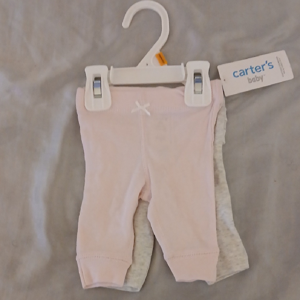 Carter's Soft Pink and Light Gray Baby Leggings